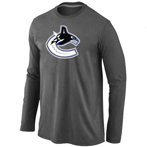 Cheap Vancouver Canucks Orange Big & Tall Logo D.Grey Long Sleeve NHL T-Shirt For Sale