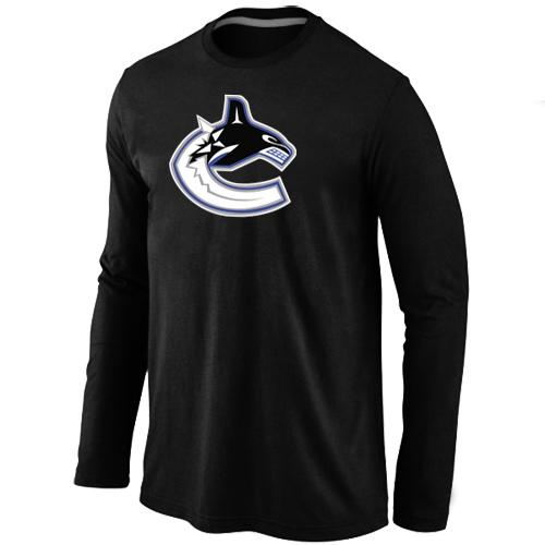 Cheap Vancouver Canucks Orange Big & Tall Logo Black Long Sleeve NHL T-Shirt For Sale