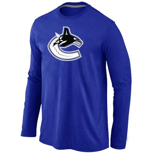 Cheap Vancouver Canucks Orange Big & Tall Logo blue Long Sleeve NHL T-Shirt For Sale