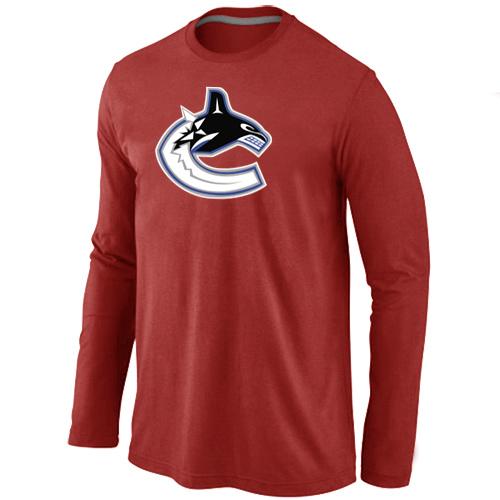 Cheap Vancouver Canucks Orange Big & Tall Logo red Long Sleeve NHL T-Shirt For Sale