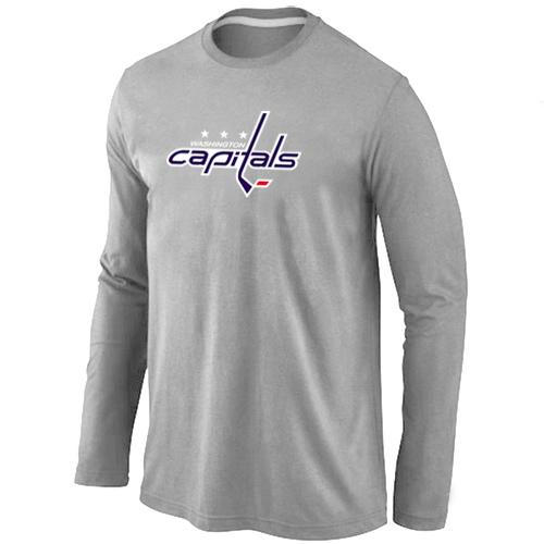 Cheap Washington Capitals Big & Tall Logo Grey Long Sleeve NHL T-Shirt For Sale