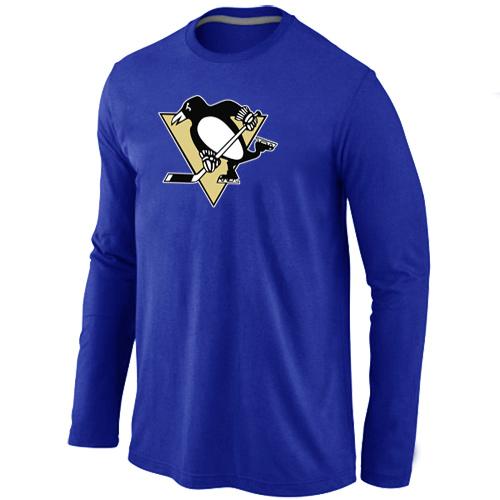 Cheap Pittsburgh Penguins Big & Tall Logo blue Long Sleeve NHL T-Shirt For Sale