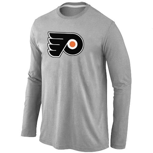 Cheap Philadelphia Flyers Big & Tall Logo Grey Long Sleeve NHL T-Shirt For Sale