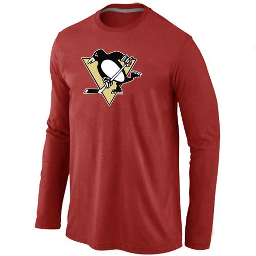 Cheap Pittsburgh Penguins Big & Tall Logo red Long Sleeve NHL T-Shirt For Sale