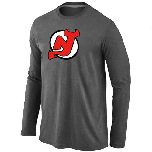 Cheap New Jersey Devils Big & Tall Logo Dark grey Long Sleeve NHL T-Shirt For Sale