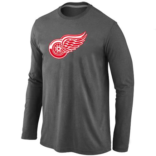 Cheap Detroit Red Wings Big & Tall Logo D.Grey Long Sleeve NHL T-Shirt For Sale