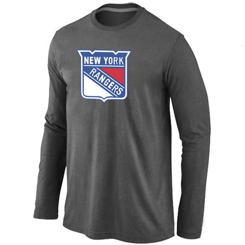 Cheap New York Rangers Big & Tall Logo D.Grey Long Sleeve NHL T-Shirt For Sale