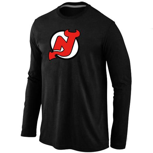 Cheap New Jersey Devils Big & Tall Logo Black Long Sleeve NHL T-Shirt For Sale