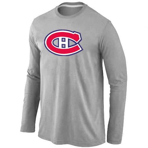 Cheap Montr??al Canadiens Big & Tall Logo Grey Long Sleeve NHL T-Shirt For Sale