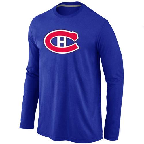 Cheap Montr??al Canadiens Big & Tall Logo blue Long Sleeve NHL T-Shirt For Sale