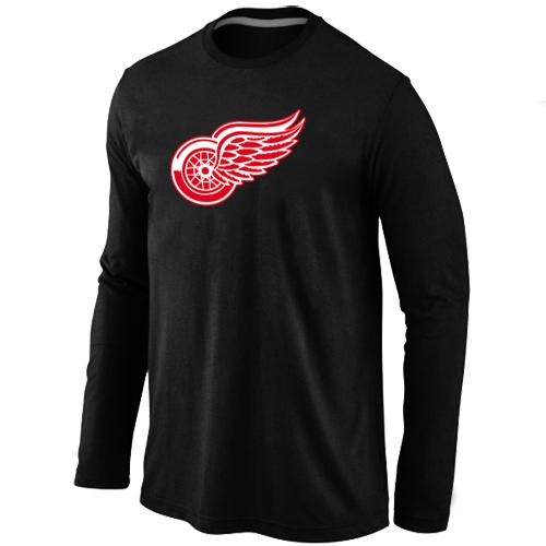 Cheap Detroit Red Wings Big & Tall Logo Black Long Sleeve NHL T-Shirt For Sale