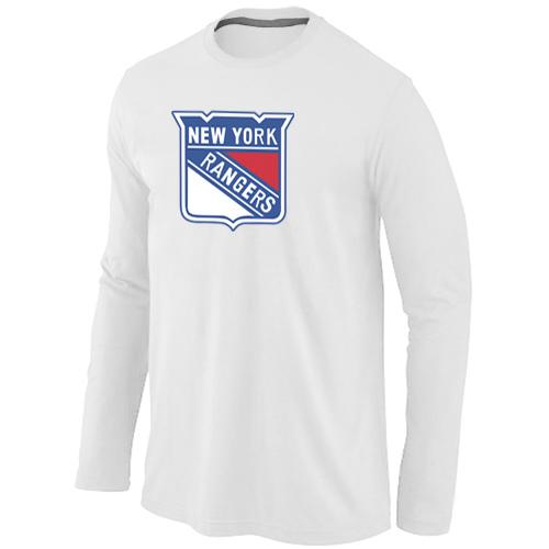 Cheap New York Rangers Big & Tall Logo WHITE Long Sleeve NHL T-Shirt For Sale