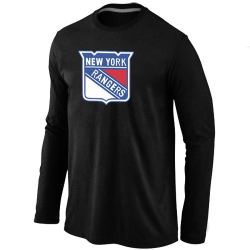 Cheap New York Rangers Big & Tall Logo Black Long Sleeve NHL T-Shirt For Sale