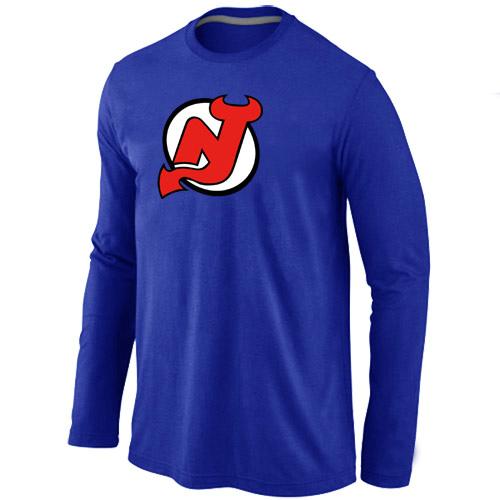 Cheap New Jersey Devils Big & Tall Logo Blue Long Sleeve NHL T-Shirt For Sale