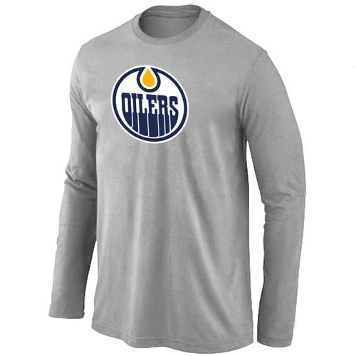 Cheap Edmonton Oilers Big & Tall Logo Light grey Long Sleeve T-Shirt For Sale