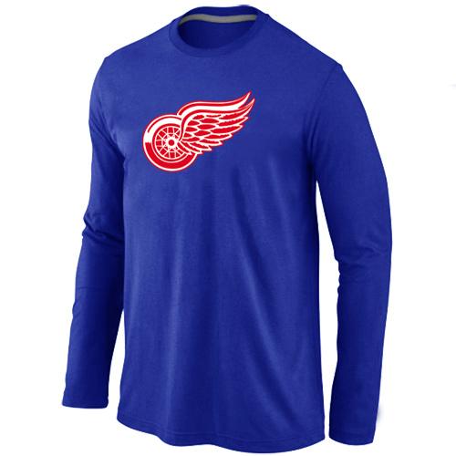 Cheap Detroit Red Wings Big & Tall Logo blue Long Sleeve NHL T-Shirt For Sale