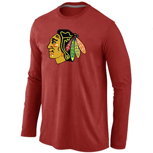 Cheap Chicago Blackhawks Big & Tall Logo red Long Sleeve NHL T-Shirt For Sale
