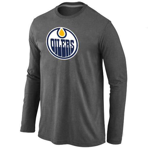 Cheap Edmonton Oilers Big & Tall Logo Dark grey Long Sleeve T-Shirt For Sale