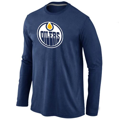Cheap Edmonton Oilers Big & Tall Logo Dark blue Long Sleeve T-Shirt For Sale