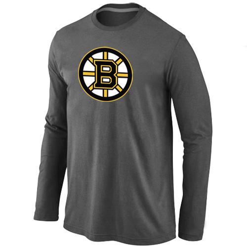 Cheap Boston Bruins Big & Tall Logo D.Grey Long Sleeve NHL T-Shirt For Sale