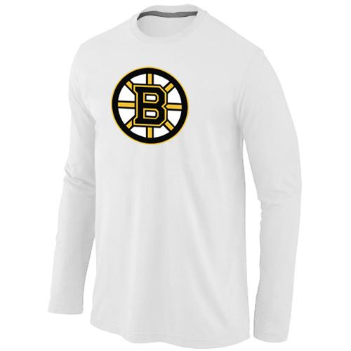 Cheap Boston Bruins Big & Tall Logo WHITE Long Sleeve NHL T-Shirt For Sale