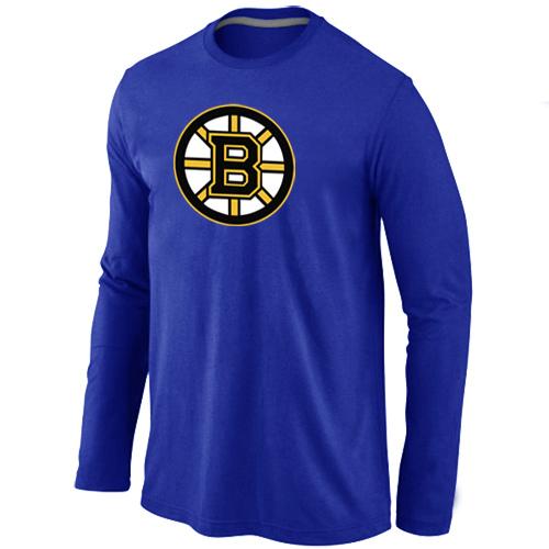 Cheap Boston Bruins Big & Tall Logo blue Long Sleeve NHL T-Shirt For Sale