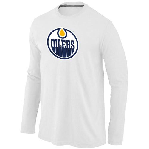 Cheap Edmonton Oilers Big & Tall Logo White Long Sleeve T-Shirt For Sale
