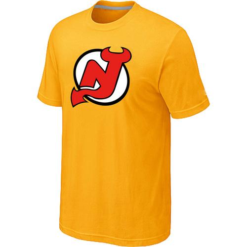 Cheap NHL New Jersey Devils Big & Tall Logo Yellow T-Shirt For Sale
