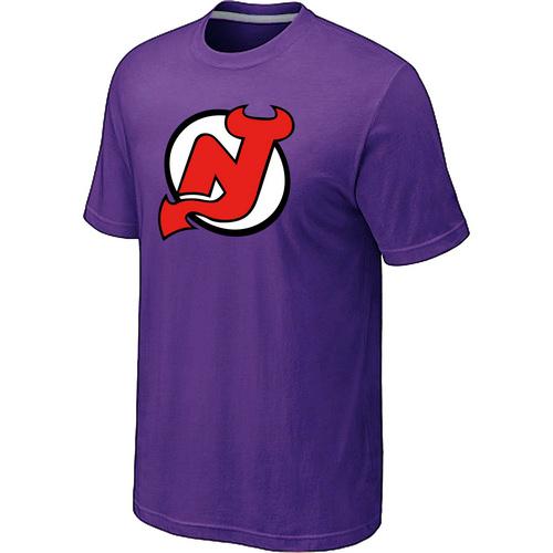 Cheap NHL New Jersey Devils Big & Tall Logo Purple T-Shirt For Sale