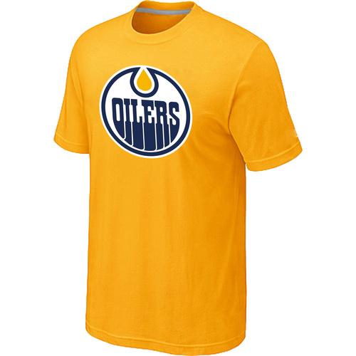 Cheap NHL Edmonton Oilers Big & Tall Logo Yellow T-Shirt For Sale