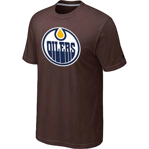 Cheap NHL Edmonton Oilers Big & Tall Logo Brown T-Shirt For Sale