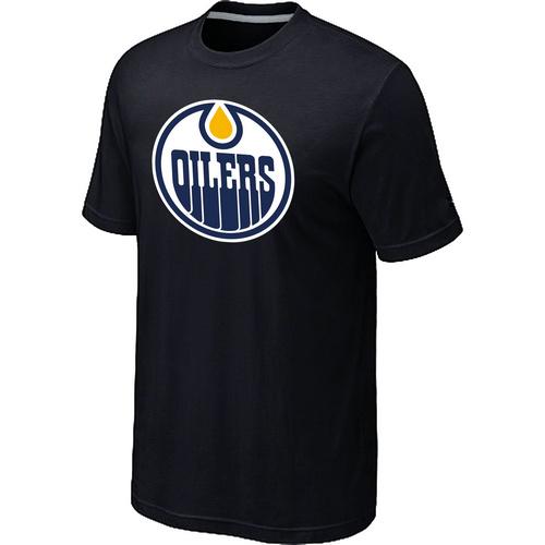 Cheap NHL Edmonton Oilers Big & Tall Logo Black T-Shirt For Sale