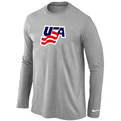 Cheap Nike USA Team 2014 Winter Olympics Hockey Graphic Legend Performance Collection Locker Room Long Sleeve T-Shirt Light Grey For Sale