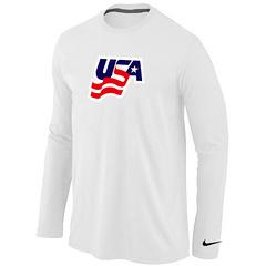 Cheap Nike USA 2014 Winter Olympics Hockey Graphic Legend Performance Collection Locker Room Long Sleeve T-Shirt White For Sale