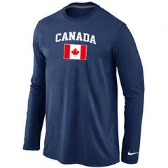 Cheap Nike 2014 Olympics Canada Flag Collection Locker Room Long Sleeve T-Shirt Dark Blue For Sale