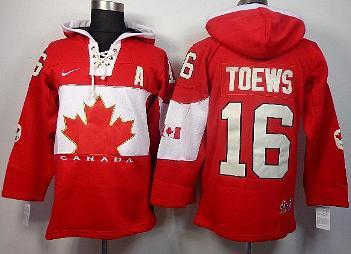 Cheap 2014 Winter Olympics Canada Team 16 Jonathan Toews Red Lace-Up Hockey Jersey Hoodies For Sale