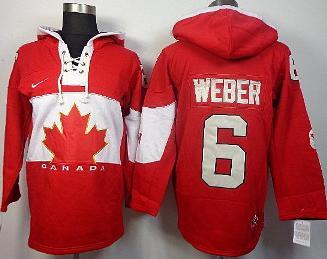 Cheap 2014 Winter Olympics Canada Team 6 Shea Weber Red Lace-Up Hockey Jersey Hoodies For Sale