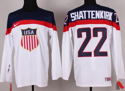 Cheap 2014 Winter Olympics USA Team 22 Kevin Shattenkirk White Hockey Jerseys For Sale
