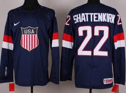 Cheap 2014 Winter Olympics USA Team 22 Kevin Shattenkirk Blue Hockey Jerseys For Sale