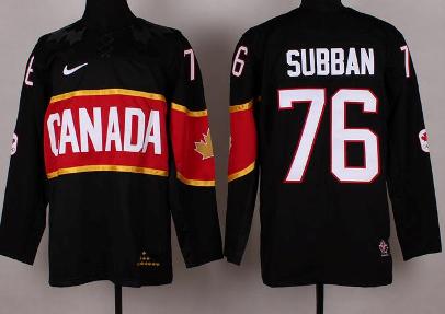 Cheap 2014 Winter Olympics Canada Team 76 P.K. Subban Black Hockey Jerseys For Sale