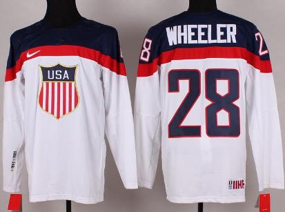 Cheap 2014 Winter Olympics USA Team 28 Blake Wheeler White Hockey Jerseys For Sale