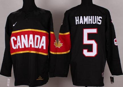 Cheap 2014 Winter Olympics Canada Team 5 Dan Hamhuis Black Hockey Jerseys For Sale