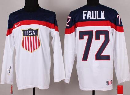 Cheap 2014 Winter Olympics USA Team 72 Justin Faulk White Hockey Jerseys For Sale
