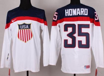 Cheap 2014 Winter Olympics USA Team 35 Jimmy Howard White Hockey Jerseys For Sale