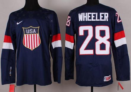 Cheap 2014 Winter Olympics USA Team 28 Blake Wheeler Blue Hockey Jerseys For Sale