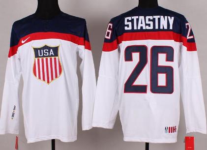 Cheap 2014 Winter Olympics USA Team 26 Paul Stastny White Hockey Jerseys For Sale