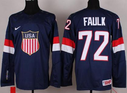 Cheap 2014 Winter Olympics USA Team 72 Justin Faulk Blue Hockey Jerseys For Sale