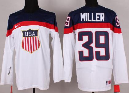 Cheap 2014 Winter Olympics USA Team 39 Ryan Miller White Hockey Jerseys For Sale