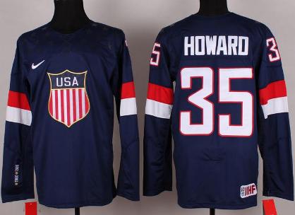 Cheap 2014 Winter Olympics USA Team 35 Jimmy Howard Blue Hockey Jerseys For Sale