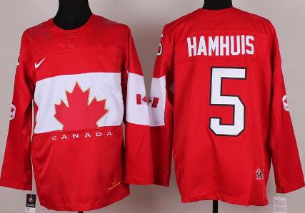 Cheap 2014 Winter Olympics Canada Team 5 Dan Hamhuis Red Hockey Jerseys For Sale